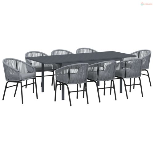 Kert étkező szett 9 pcs Szürke polirattan