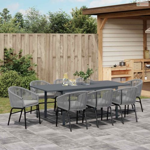 Kert étkező szett 9 pcs Szürke polirattan