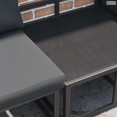 Kerti Kanapé Szett párnával 6 pcs Fekete Alumínium