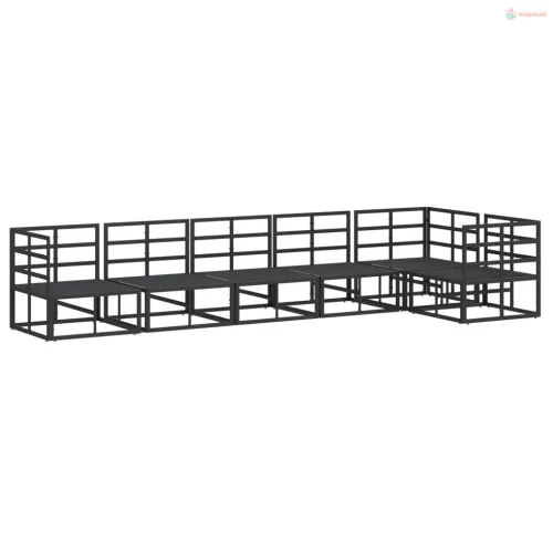 Kerti Kanapé Szett párnával 6 pcs Fekete Alumínium