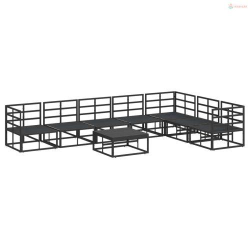 Kerti Kanapé Szett párnával 8 pcs Fekete Alumínium