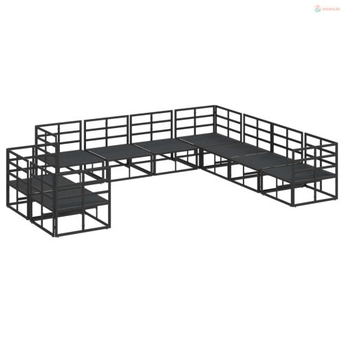 Kerti Kanapé Szett párnával 9 pcs Fekete Alumínium