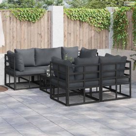 Kerti Kanapé Szett párnával 6 pcs Fekete Acél