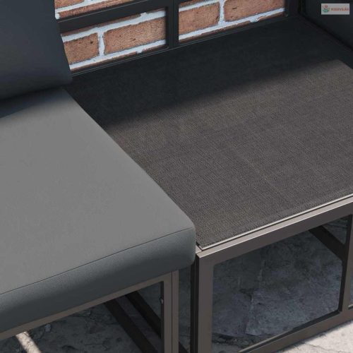 Kerti Kanapé Szett párnával 6 pcs Fekete Acél