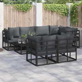 Kerti Kanapé Szett párnával 7 pcs Fekete Acél