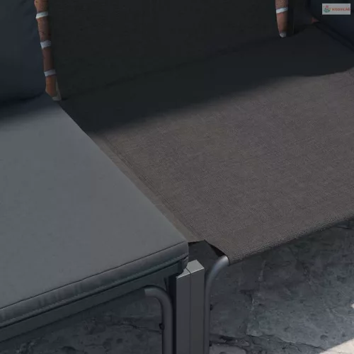 Kerti Kanapé Szett párnával 9 pcs Fekete Acél