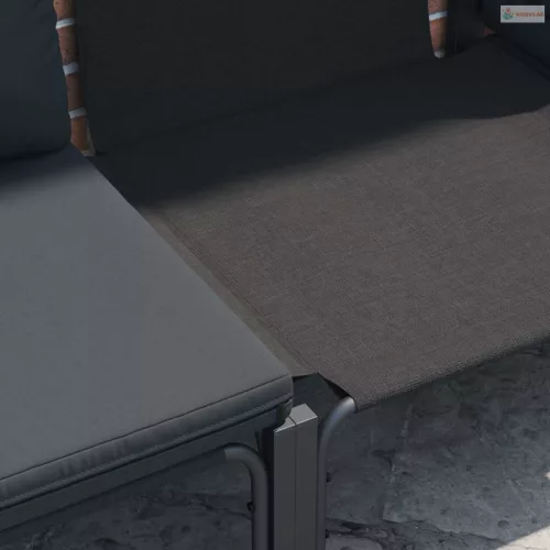 Kerti Kanapé Szett párnával 9 pcs Fekete Acél