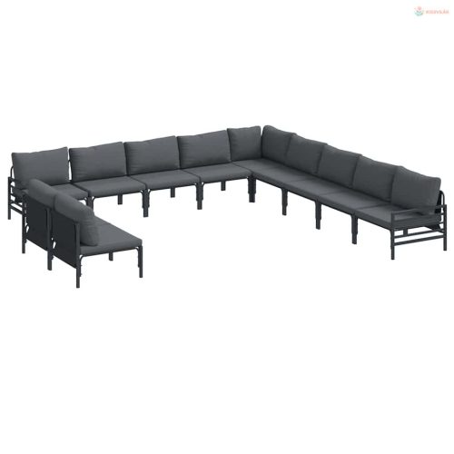 Kerti Kanapé Szett párnával 11 pcs Fekete Acél