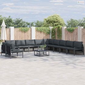 Kerti Kanapé Szett párnával 11 pcs Fekete Acél