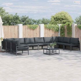 Kerti Kanapé Szett párnával 10 pcs Fekete Acél