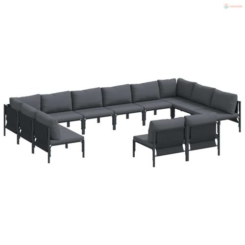 Kerti Kanapé Szett párnával 12 pcs Fekete Acél