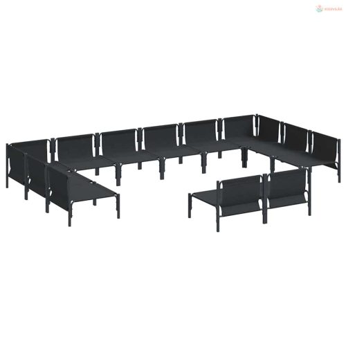 Kerti Kanapé Szett párnával 12 pcs Fekete Acél