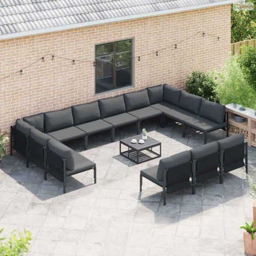 Kerti Kanapé Szett párnával 13 pcs Fekete Acél