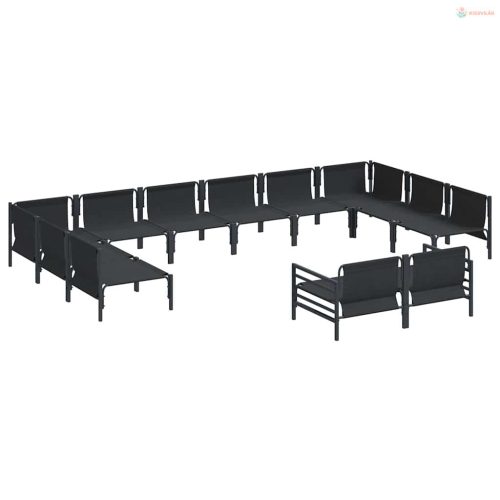 Kerti Kanapé Szett párnával 12 pcs Fekete Acél