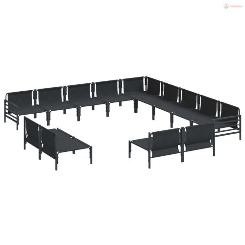 Kerti Kanapé Szett párnával 13 pcs Fekete Acél