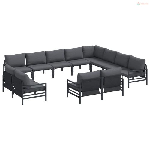 Kerti Kanapé Szett párnával 12 pcs Fekete Acél