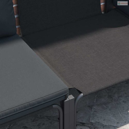 Kerti Kanapé Szett párnával 12 pcs Fekete Acél