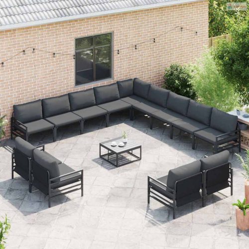 Kerti Kanapé Szett párnával 13 pcs Fekete Acél