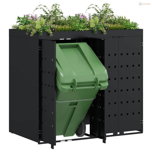 Gurulós kuka tároló 2 kukához Fekete 136 x 77,5 x 121,5 cm