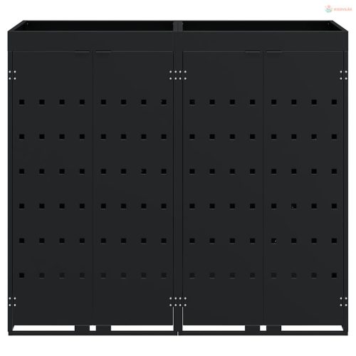Gurulós kuka tároló 2 kukához Fekete 136 x 77,5 x 121,5 cm