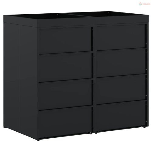 Gurulós kuka tároló 2 kukához Fekete 136 x 77,5 x 121,5 cm