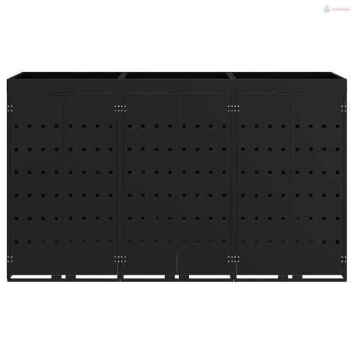 Gurulós kuka tároló 3 kukához Fekete 204 x 77,5 x 121,5 cm