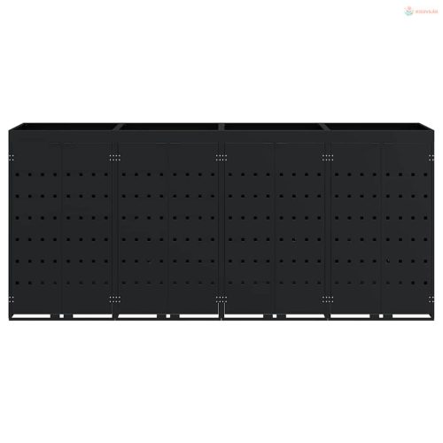 Gurulós kuka tároló 4 kukához Fekete 272 x 77,5 x 121,5 cm