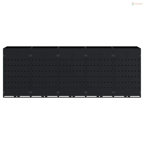 Gurulós kuka tároló 5 kukához Fekete 340 x 77,5 x 121,5 cm