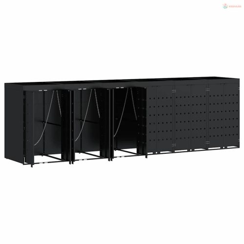 Gurulós kuka tároló 6 kukához Fekete 408 x 77,5 x 121,5 cm