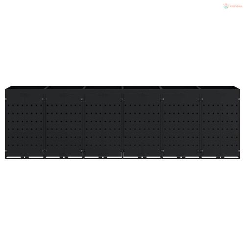 Gurulós kuka tároló 6 kukához Fekete 408 x 77,5 x 121,5 cm