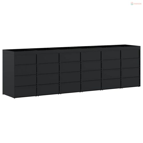 Gurulós kuka tároló 6 kukához Fekete 408 x 77,5 x 121,5 cm