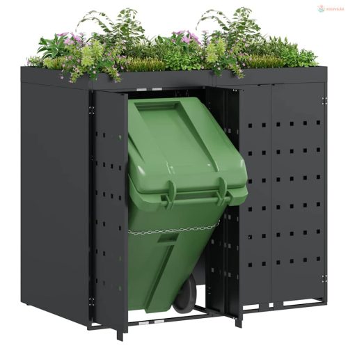 Gurulós kuka tároló 2 kukához Antracit 136 x 77,5 x 121,5 cm