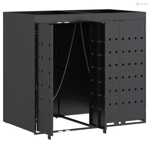 Gurulós kuka tároló 2 kukához Antracit 136 x 77,5 x 121,5 cm