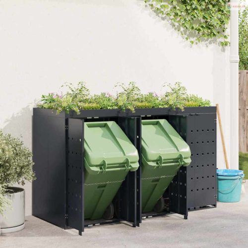 Gurulós kuka tároló 3 kukához Antracit 204 x 77,5 x 121,5 cm