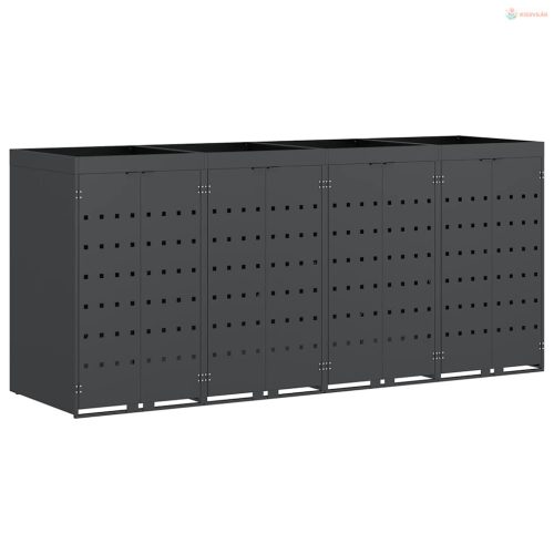 Gurulós kuka tároló 4 kukához Antracit 272 x 77,5 x 121,5 cm