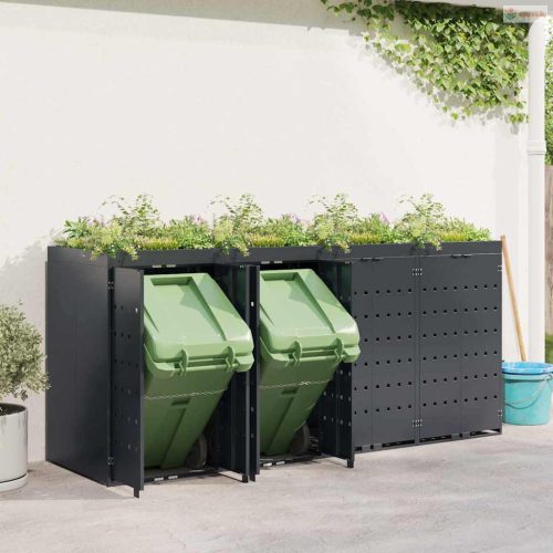 Gurulós kuka tároló 4 kukához Antracit 272 x 77,5 x 121,5 cm