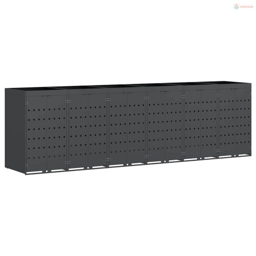 Gurulós kuka tároló 6 kukához Antracit 408 x 77,5 x 121,5 cm