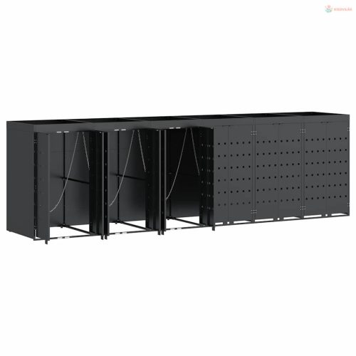 Gurulós kuka tároló 6 kukához Antracit 408 x 77,5 x 121,5 cm