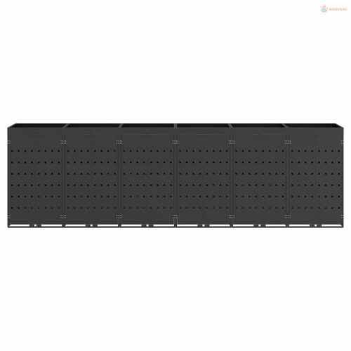 Gurulós kuka tároló 6 kukához Antracit 408 x 77,5 x 121,5 cm