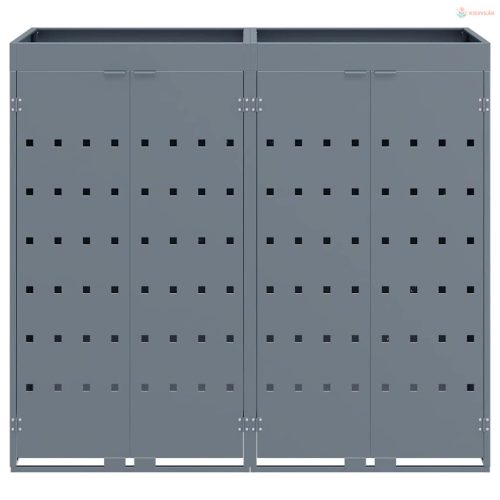 Gurulós kuka tároló 2 kukához Világosszürke Porfestett acél