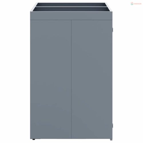 Gurulós kuka tároló 2 kukához Világosszürke Porfestett acél