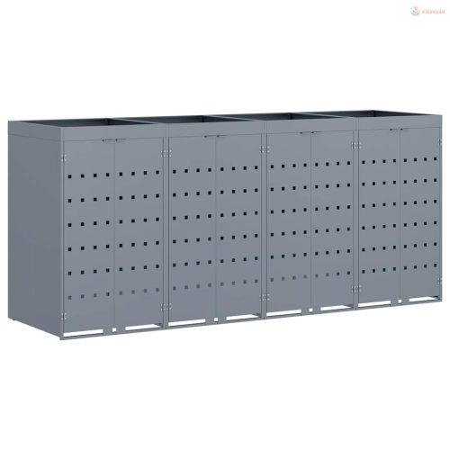 Gurulós kuka tároló 4 kukához Világosszürke Porfestett acél