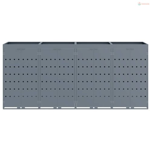 Gurulós kuka tároló 4 kukához Világosszürke Porfestett acél