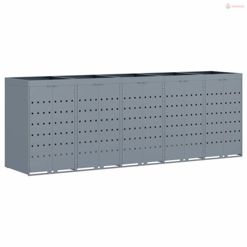 Gurulós kuka tároló 5 kukához Világosszürke Porfestett acél