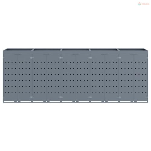 Gurulós kuka tároló 5 kukához Világosszürke Porfestett acél