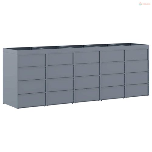 Gurulós kuka tároló 5 kukához Világosszürke Porfestett acél