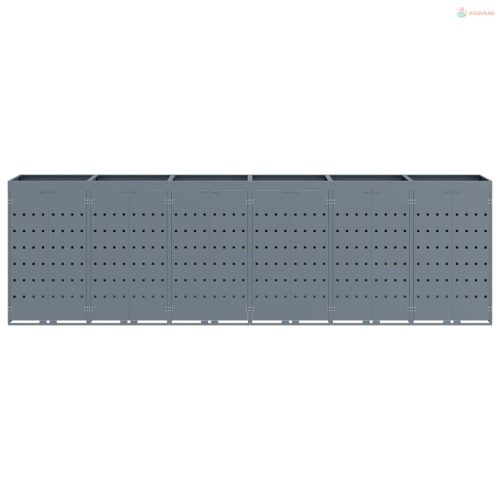 Gurulós kuka tároló 6 kukához Világosszürke Porfestett acél