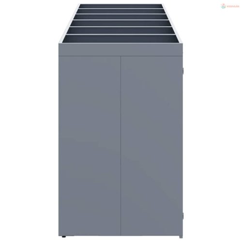 Gurulós kuka tároló 6 kukához Világosszürke Porfestett acél