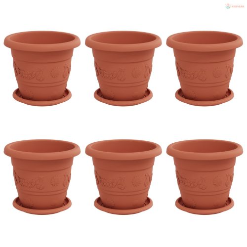 Növénycserép 6 pcs Tégla Vörös Ø 22 x 18 cm Műanyag