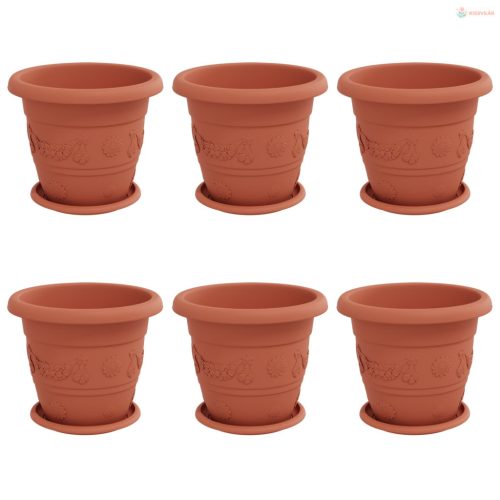 Növénycserép 6 pcs Tégla Vörös Ø 26 x 21.5 cm Műanyag